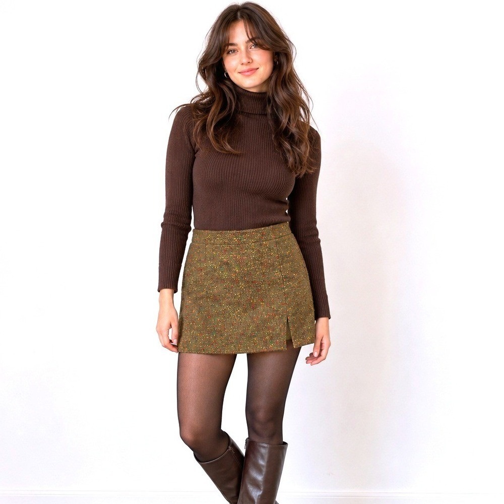 Vintage Y2K Express Wool Blend Tweed Mini Skirt Size 7/8 (M) Academia Preppy 90s